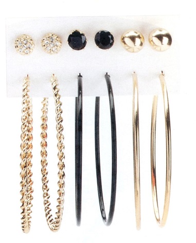 #6155 Fashion Earrings in Organza Bag Set of 6