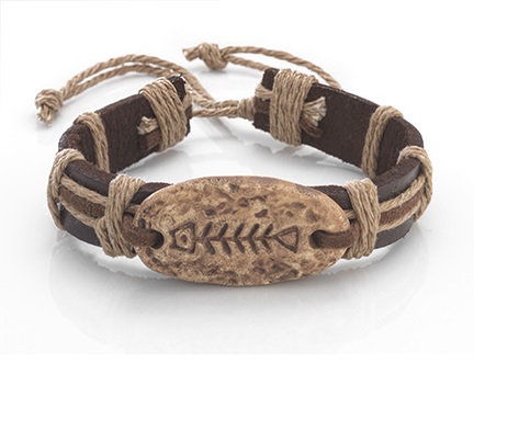 #6408 Leather Earth Bracelet