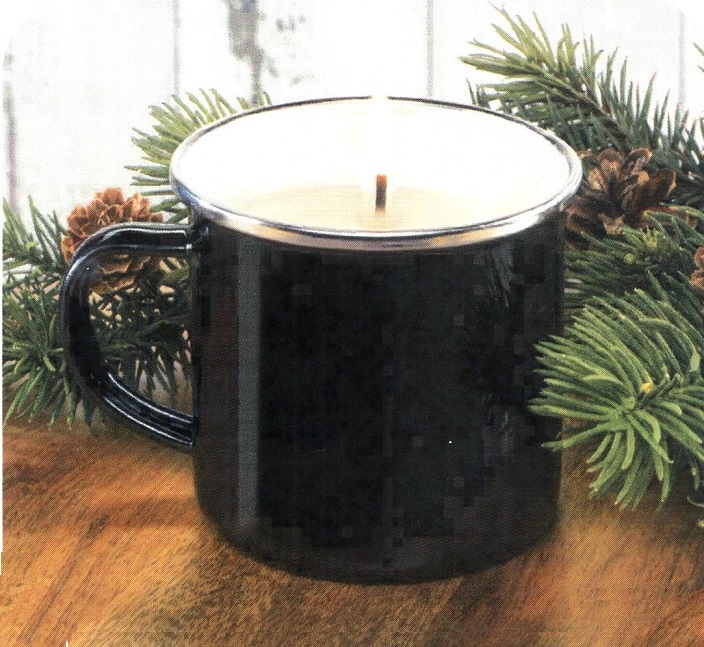 #9550 Black Enameled Mug With Vanilla Chestnut Candle