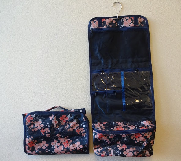 #5109 Cosmetic Bag Navy Pink Flower 